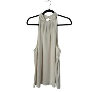 Boden Top Size 12 Ivory Sleeveless Halter Neck Swing Cami Tank Feminine